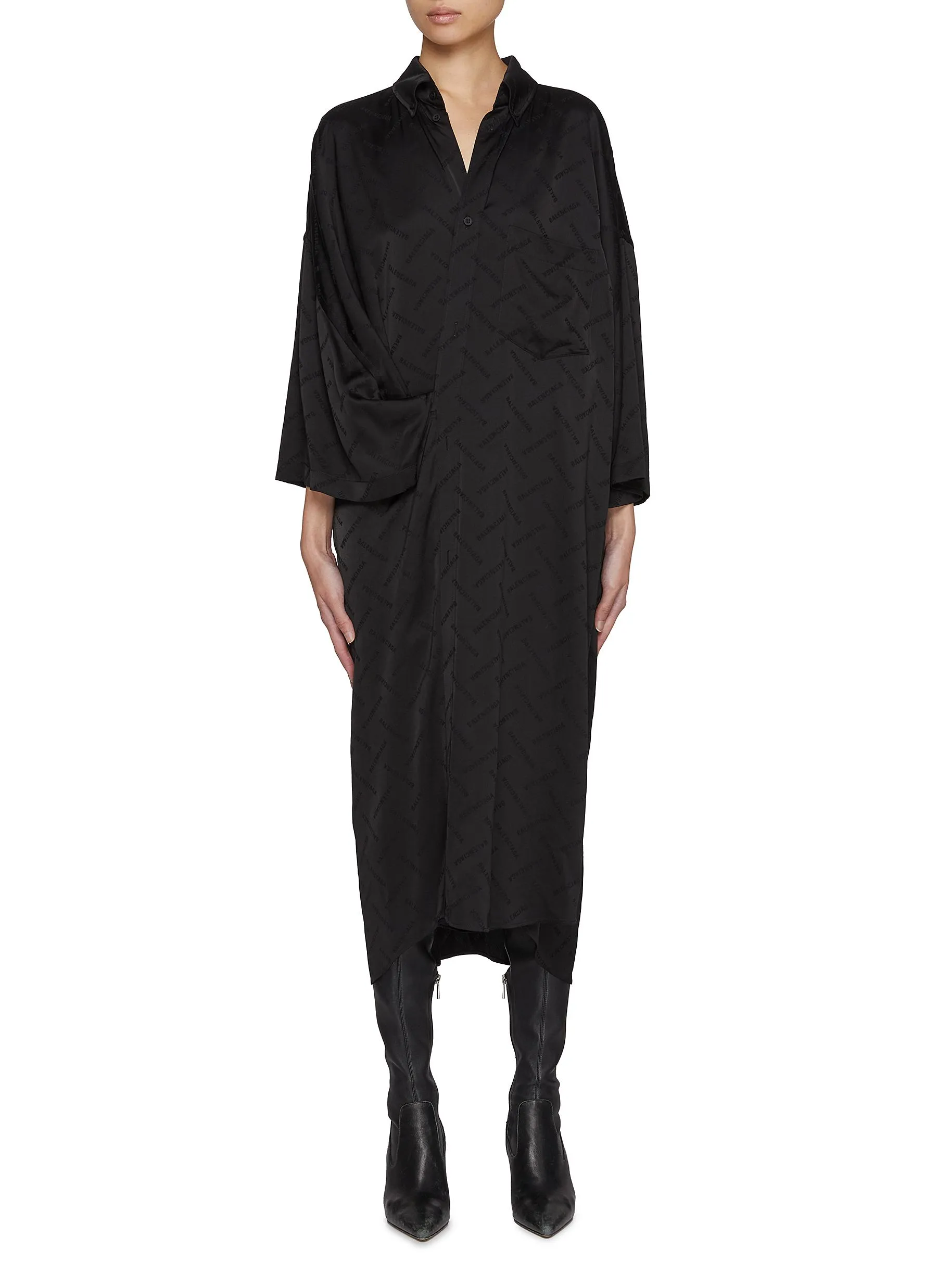 -----------BALENCIAGA  ---- ------------ ----Logo Jacquard Wrap Front Dress --