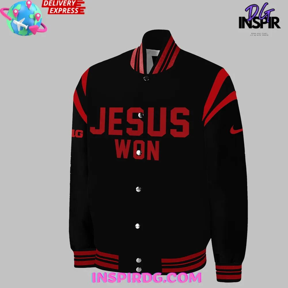 -Ohio State Football Jesus Won 2024 Black Baseball Jacket