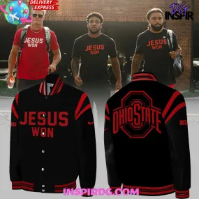 -Ohio State Football Jesus Won 2024 Black Baseball Jacket