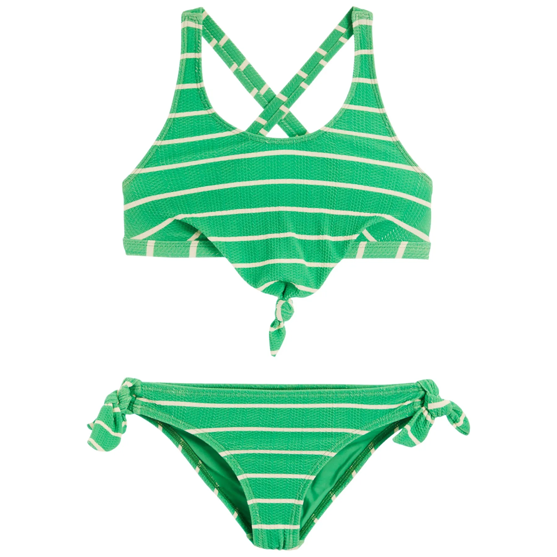 2pc Knot Front Stripe Bikini