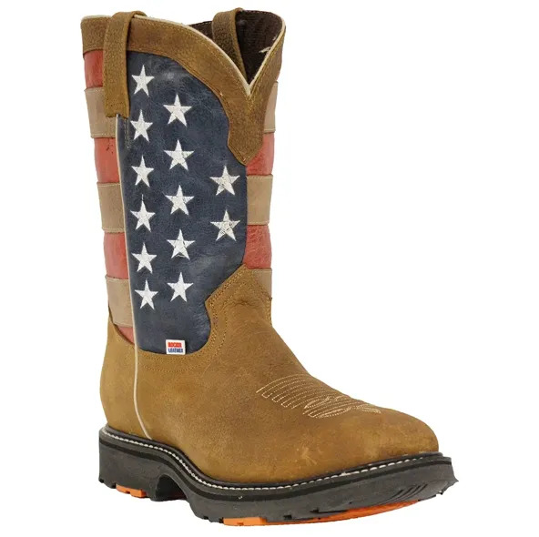 3110 - Rockin Leather Men's American Flag Steel Toe Work Boot