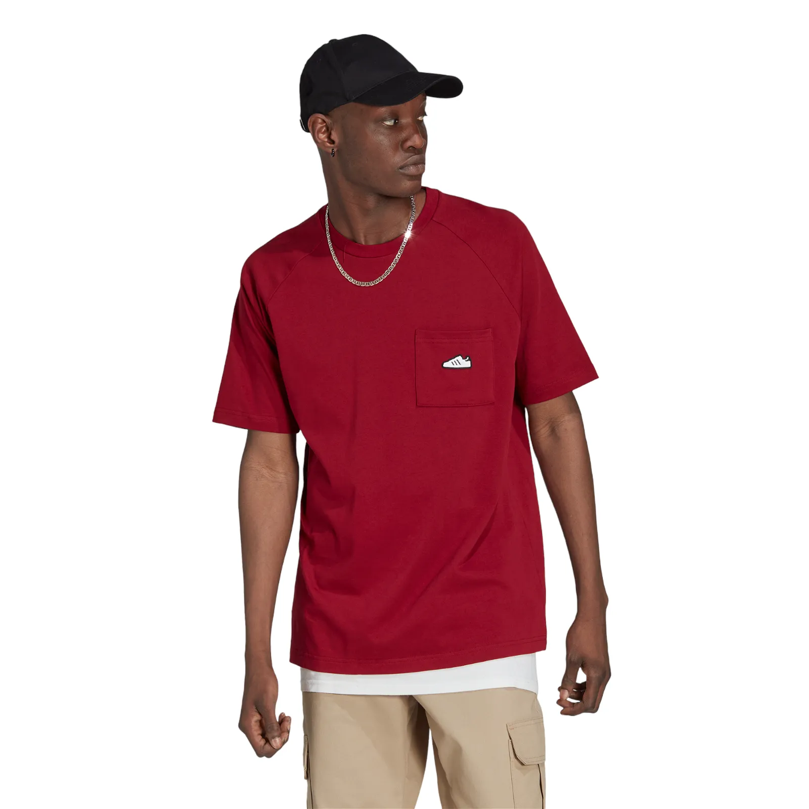 adidas Originals Embroidered Superstar Pocket T-Shirt - Collegiate Burgundy