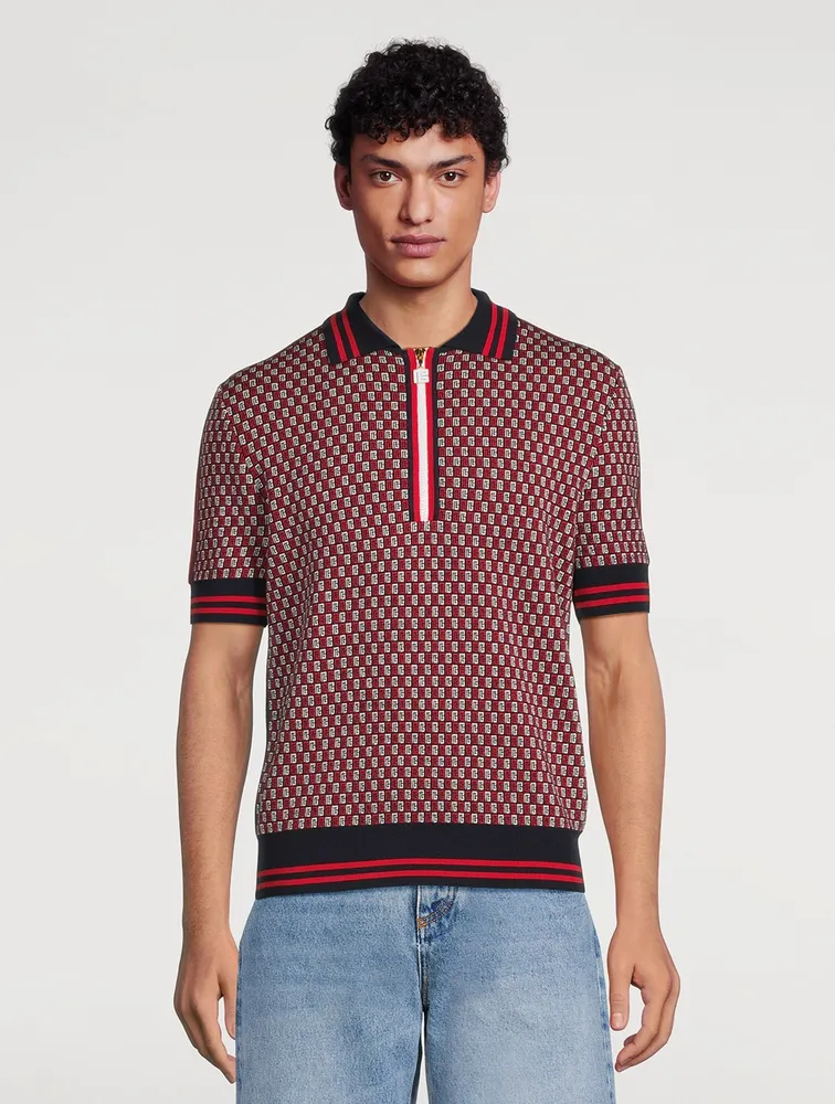 BALMAIN Wool Monogrammed Polo Shirt