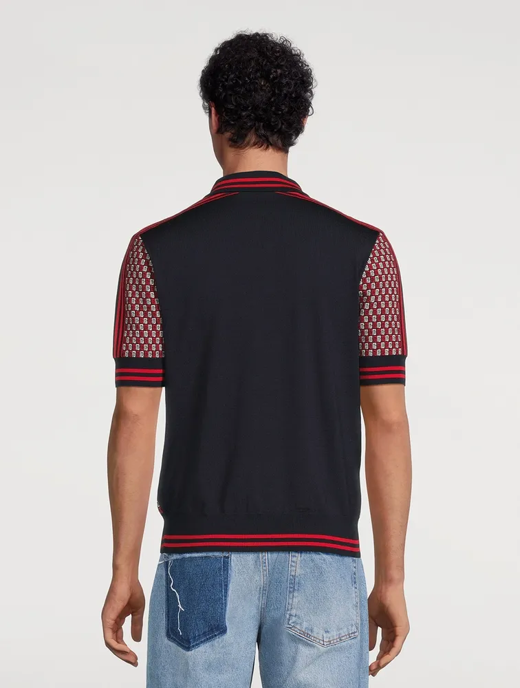 BALMAIN Wool Monogrammed Polo Shirt