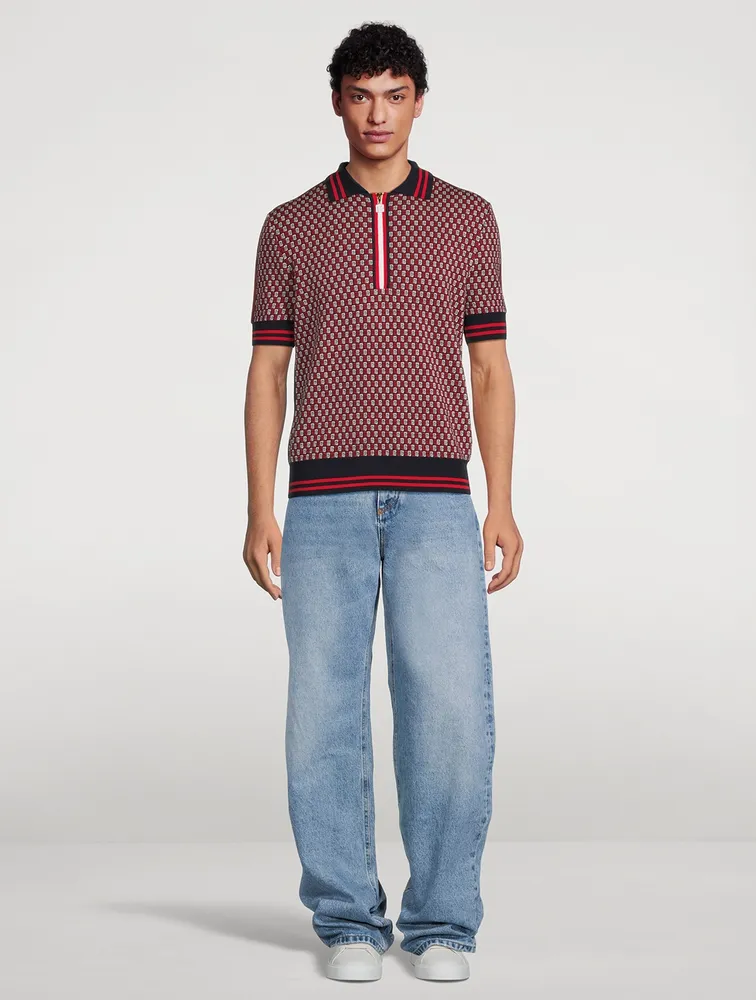 BALMAIN Wool Monogrammed Polo Shirt