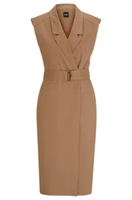 Belted wrap dress in a linen blend