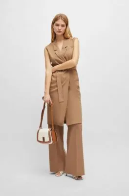 Belted wrap dress in a linen blend