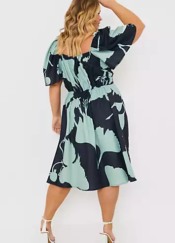 Black Printed Puff Sleeve Functional Wrap Maxi Dress by In The Style x | Look Again