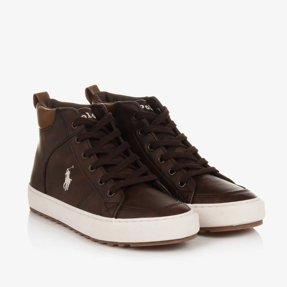 Boys Brown High-Top Trainers