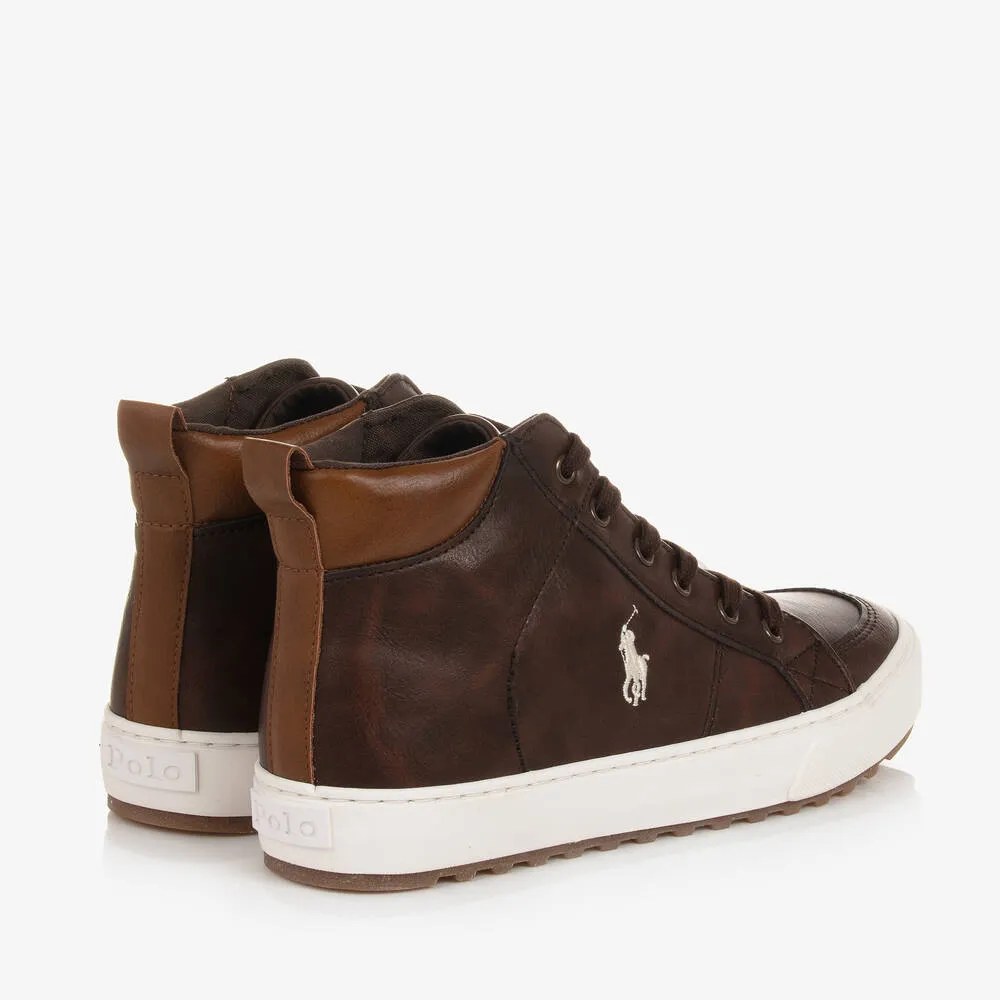 Boys Brown High-Top Trainers