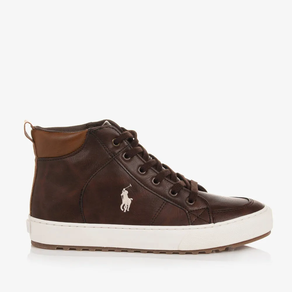 Boys Brown High-Top Trainers