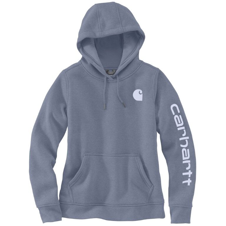 Carhartt Women's Relaxed Fit Midweight Logo Sleeve Graphic Hoodie in Wisteria Heather