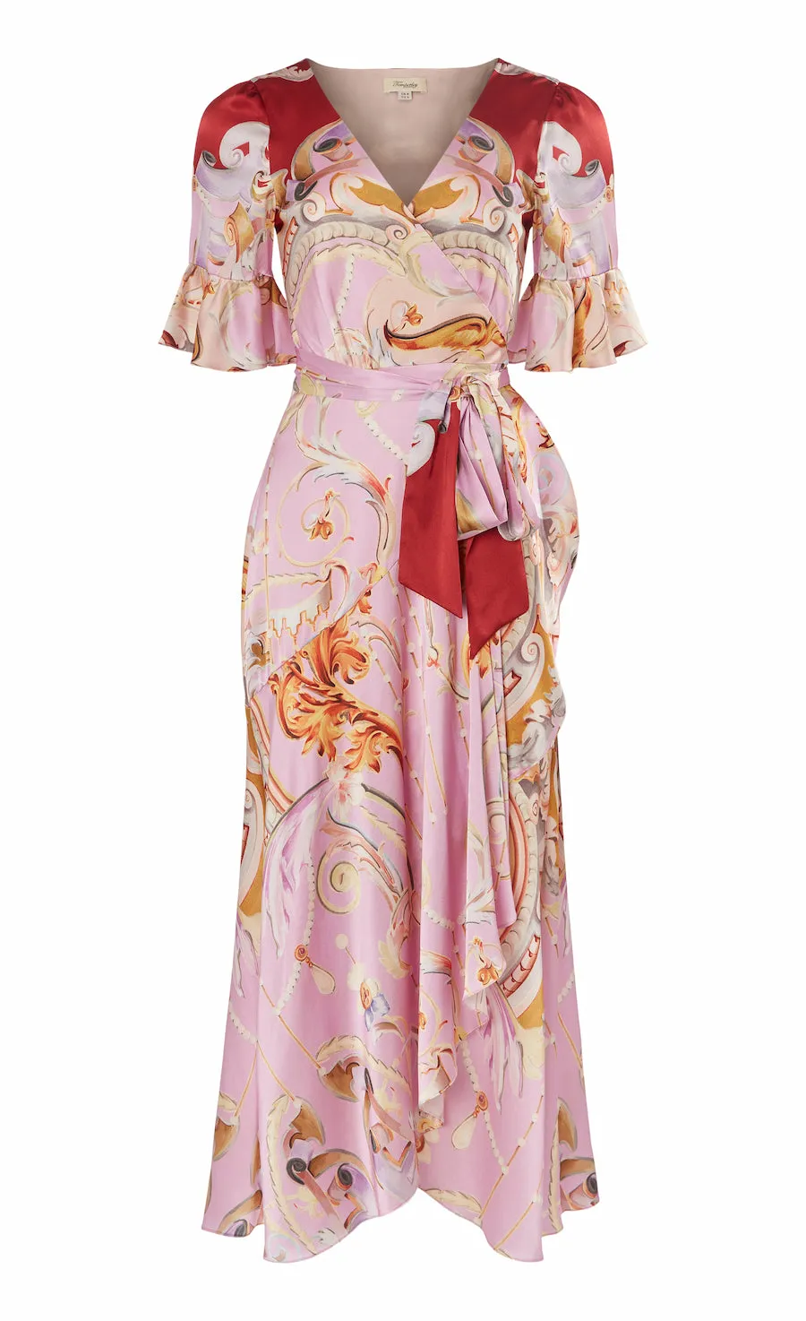 Carline Print Wrap Dress - Rose Pink