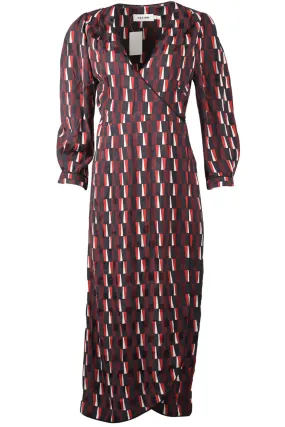 CEFINN PRINTED SATIN MAXI WRAP DRESS UK 10