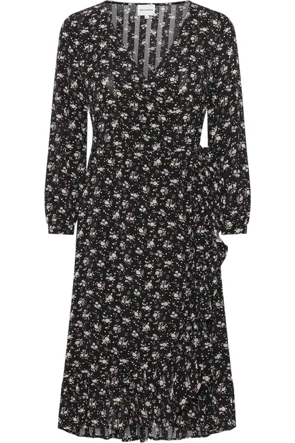 Clarine Wrap Dress Print | Black | Kjole fra American Dreams