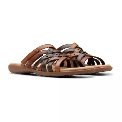 Clarks Womens Elizabelle Rio Criss Cross Strap Flat Sandals