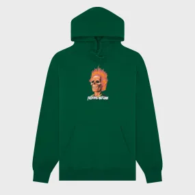 Fucking Awesome - Flame Skull Pullover Hooded Sweatshirt - Dark Green