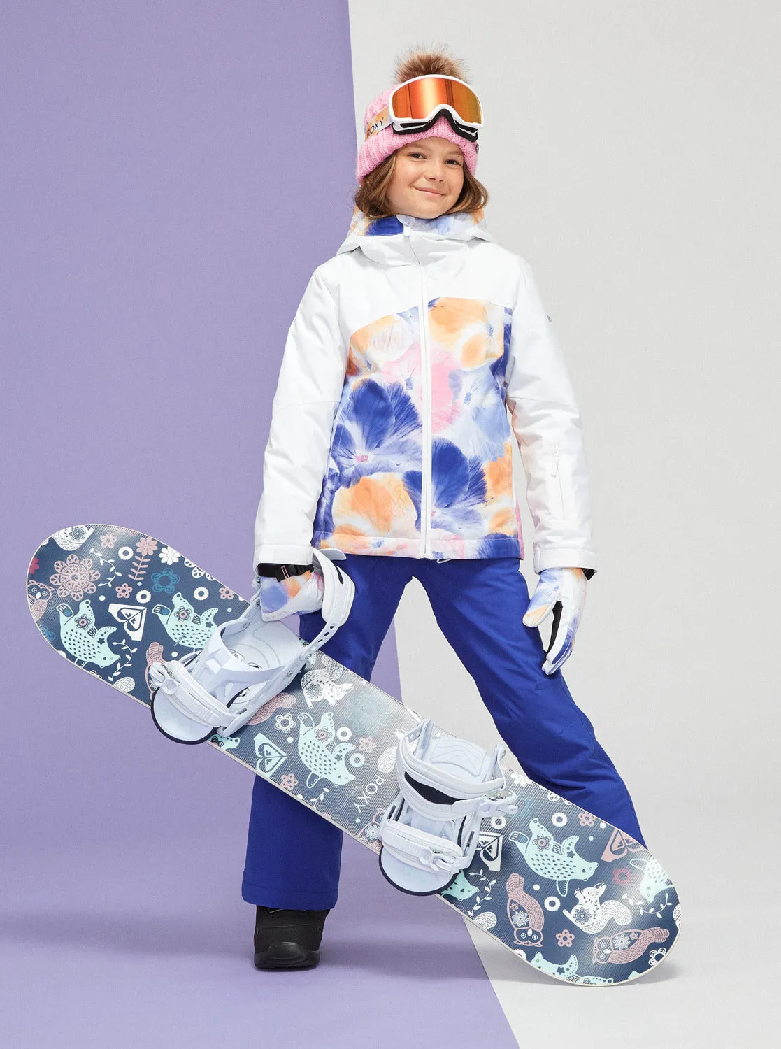 Girls 4-16 Greywood Technical Snow Jacket - Bright White Pansy Pansy Rg