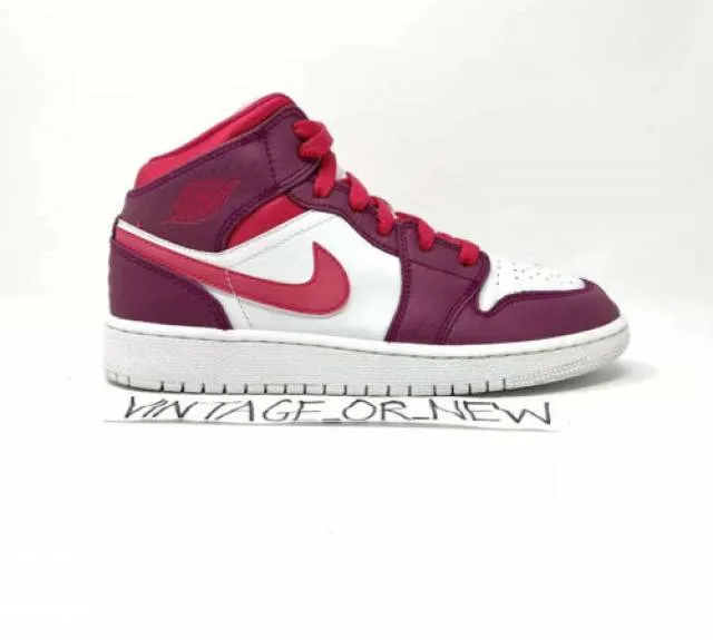 Girls Nike Air Jordan I 1 Mid True Berry Rush Pink GG GS...