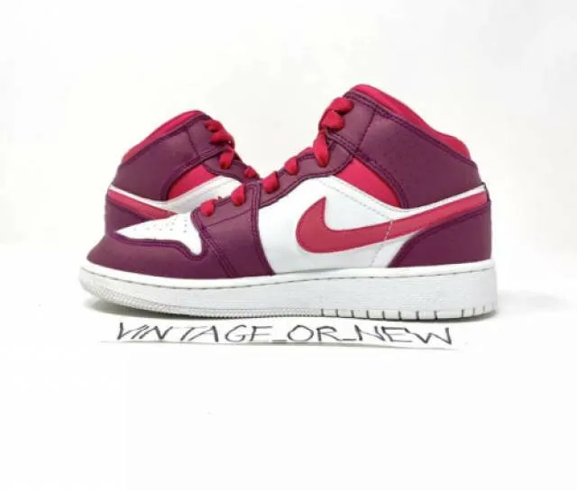 Girls Nike Air Jordan I 1 Mid True Berry Rush Pink GG GS...