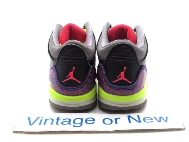 Girls Nike Air Jordan III 3 Black Atomic Red Cement Viol...