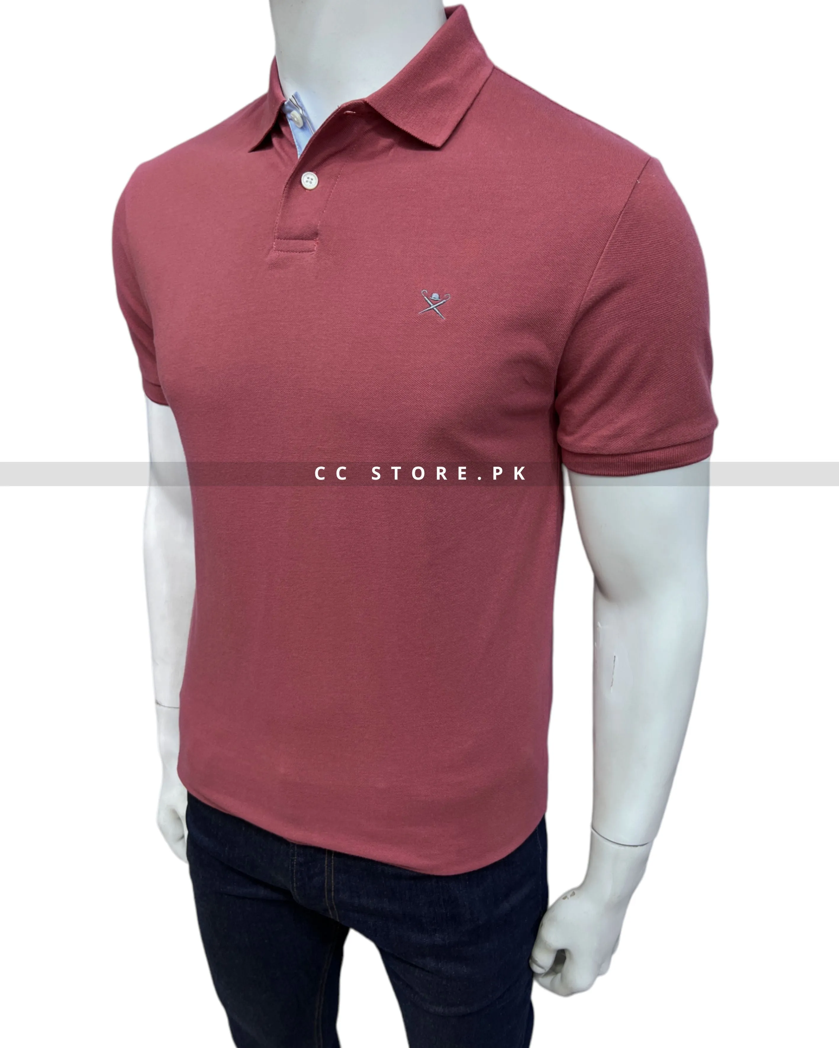 Hackett Stripe Placket Rust Polo