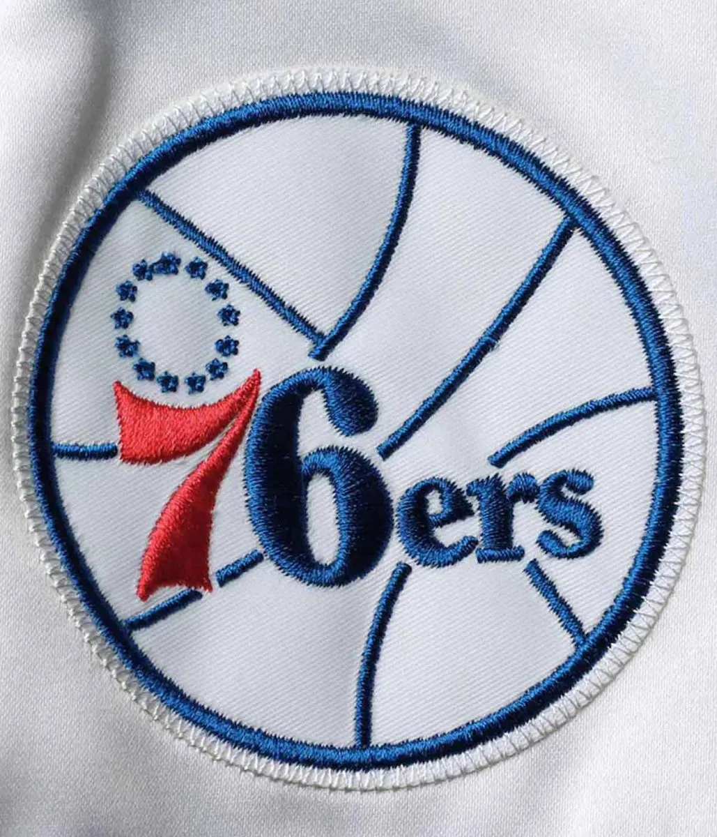 Hardwood Classics Script Philadelphia 76ers Royal Satin Full-Snap Jacket