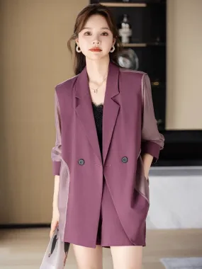 High-end small suit shorts two-piece suit for women summer thin 2024 Korean version large size casual suit jacket for women