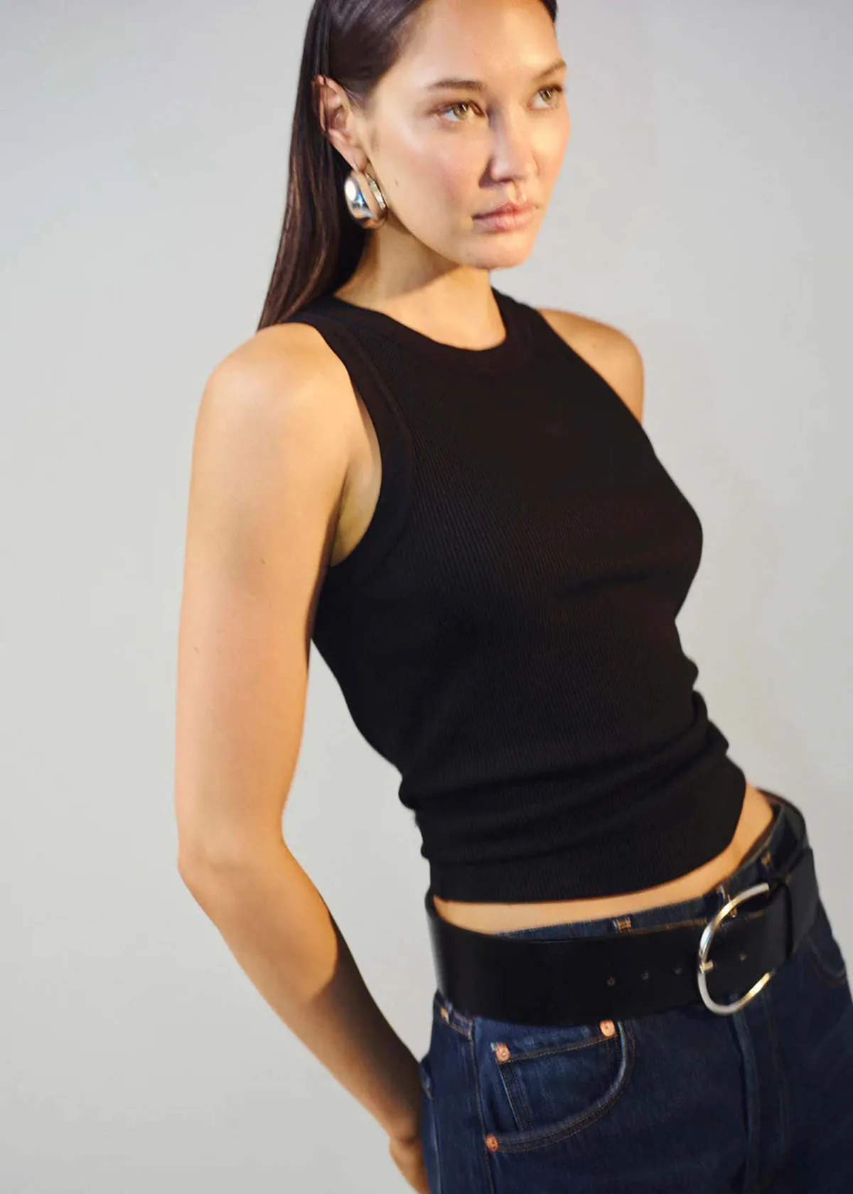 Isabel Rib Tank - Black