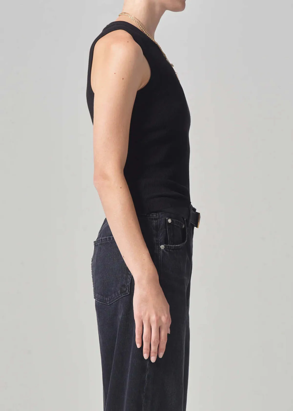 Isabel Rib Tank - Black