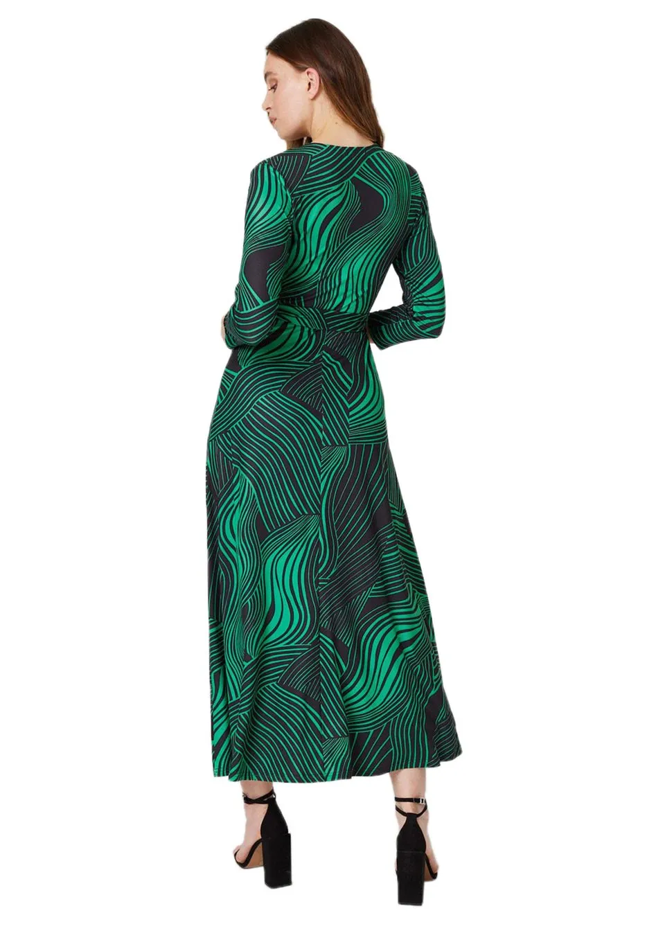 Izabel London Green Abstract Print Maxi Wrap Dress