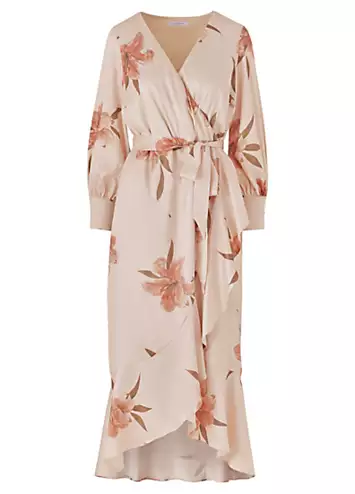 Kaleidoscope Floral Print Satin Wrap Dress | Grattan