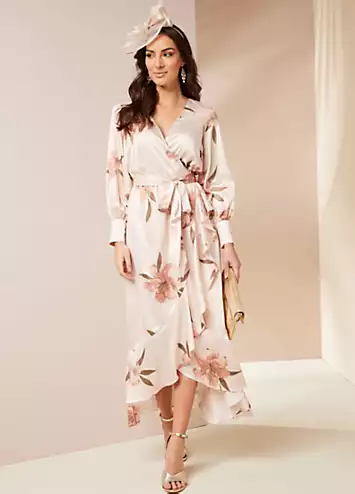 Kaleidoscope Floral Print Satin Wrap Dress | Grattan