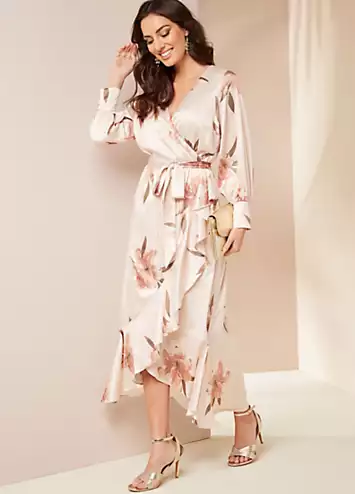 Kaleidoscope Floral Print Satin Wrap Dress | Grattan