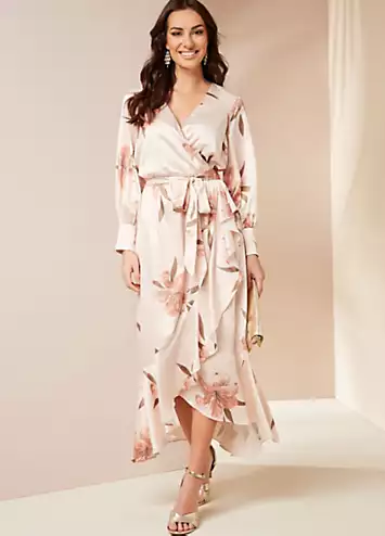 Kaleidoscope Floral Print Satin Wrap Dress | Grattan