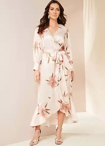 Kaleidoscope Floral Print Satin Wrap Dress | Grattan