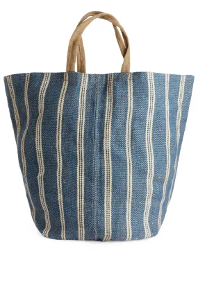 Large Jute Tote - Blue/Beige - Home All | H&M GB