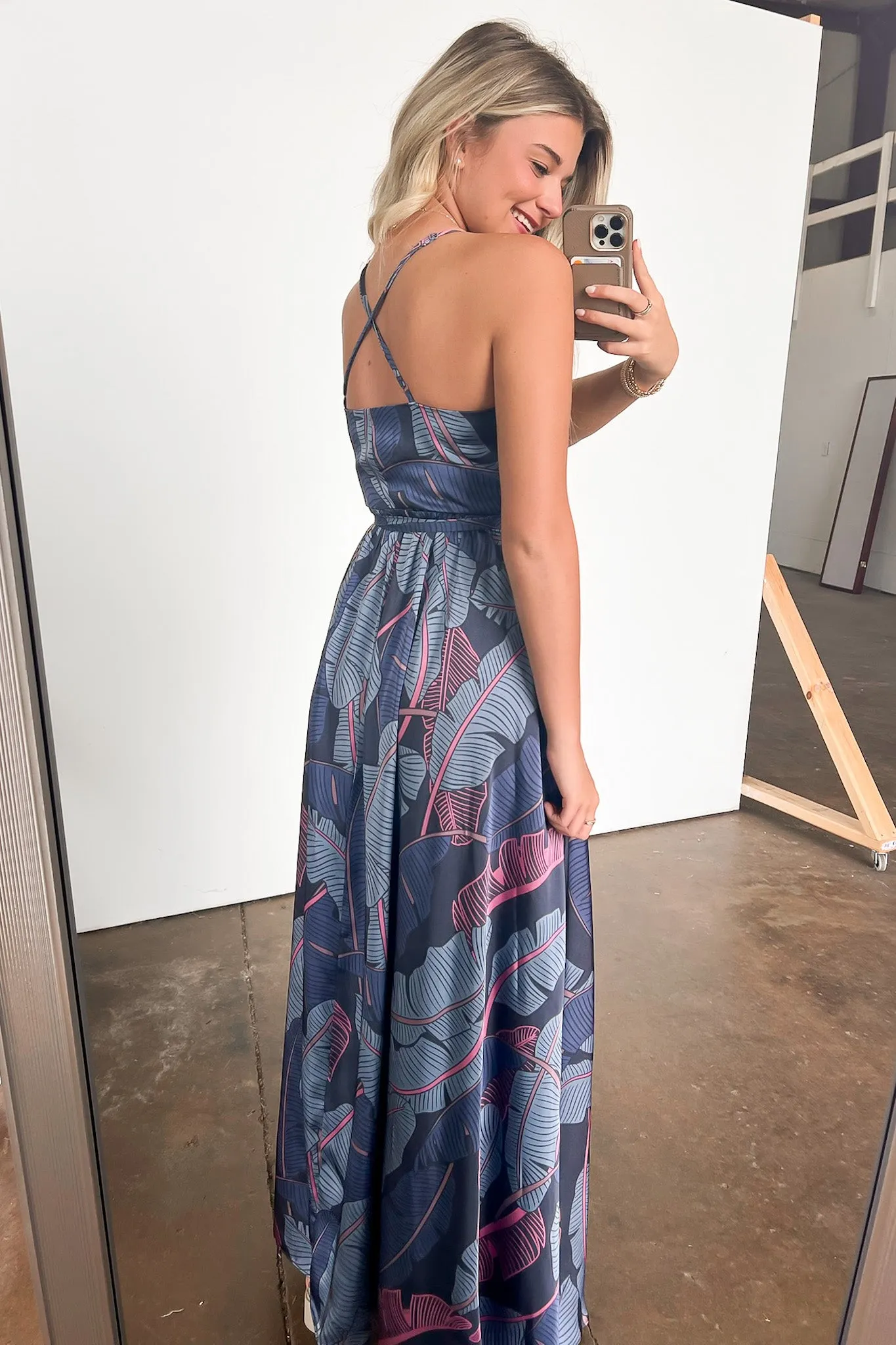 Lovely Mindset Leaf Print Wrap Maxi Dress