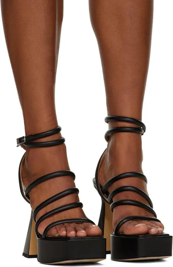 MACH & MACH Black Platform 140 Heeled Sandals