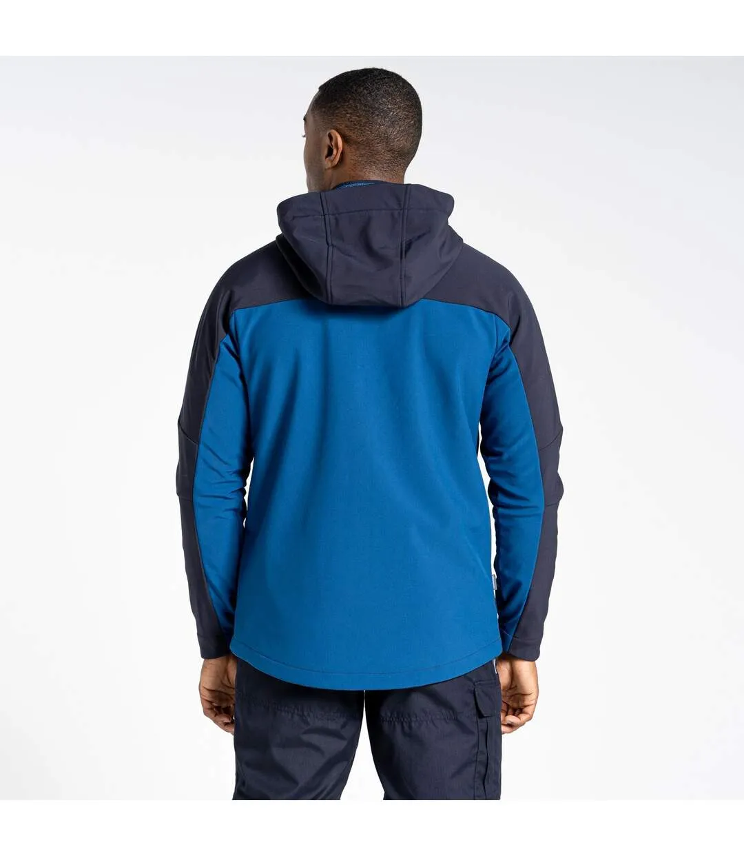 Mens expert softshell hooded active soft shell jacket poseidon blue/navy Craghoppers