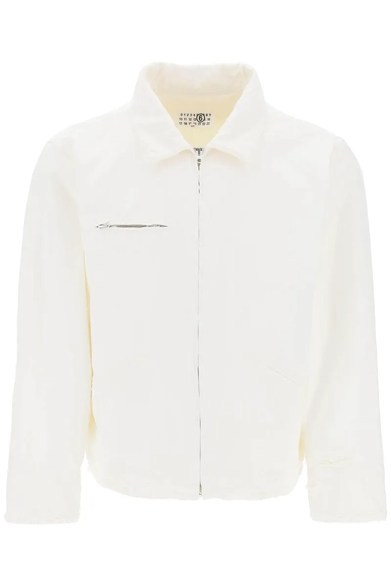 Mm6 Maison Margiela    Mm6 Maison Margiela Distressed Cotton Canvas Jacket