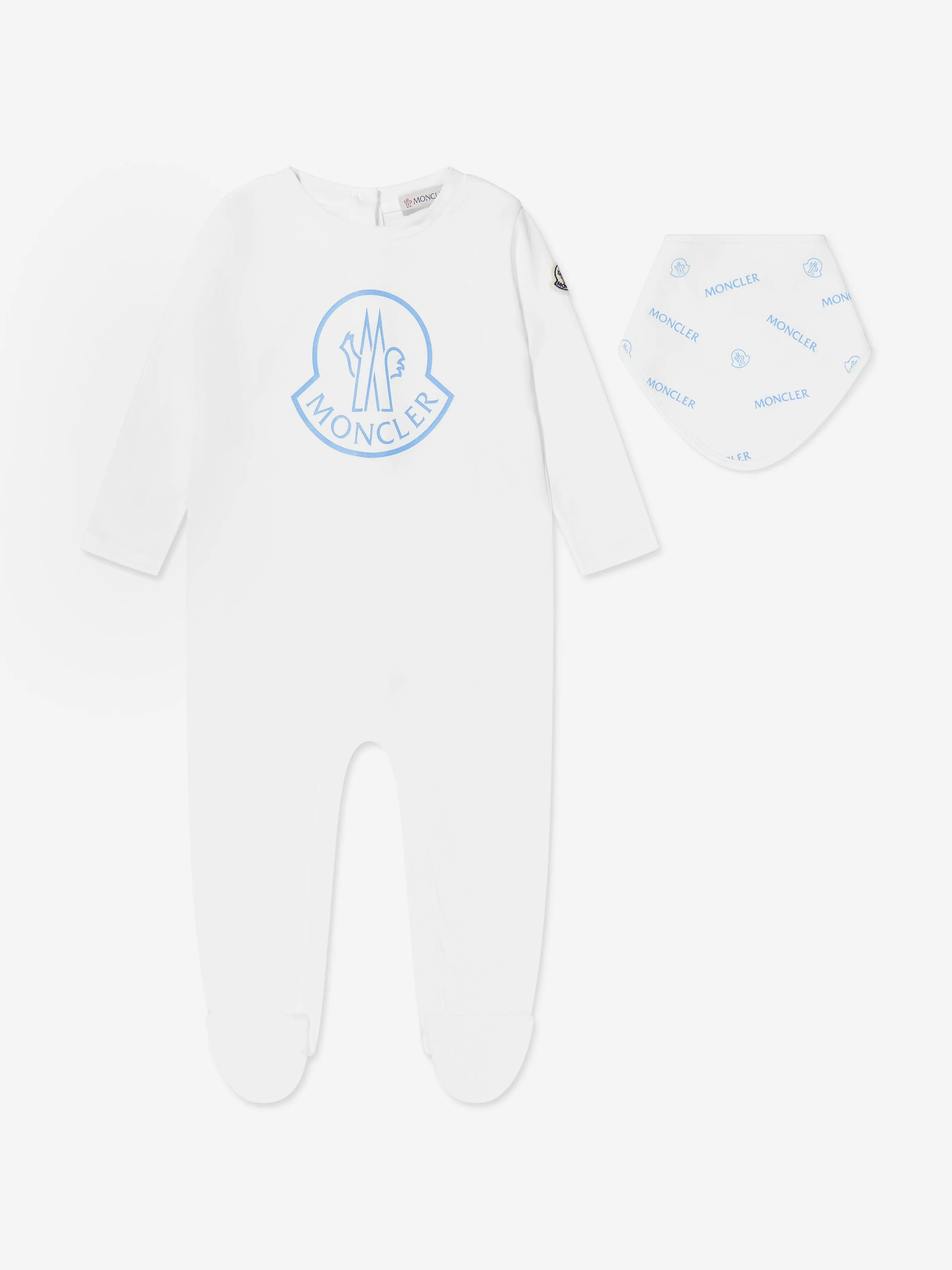 Moncler Enfant Baby Boys Logo Babygrow And Bib Set in Grey