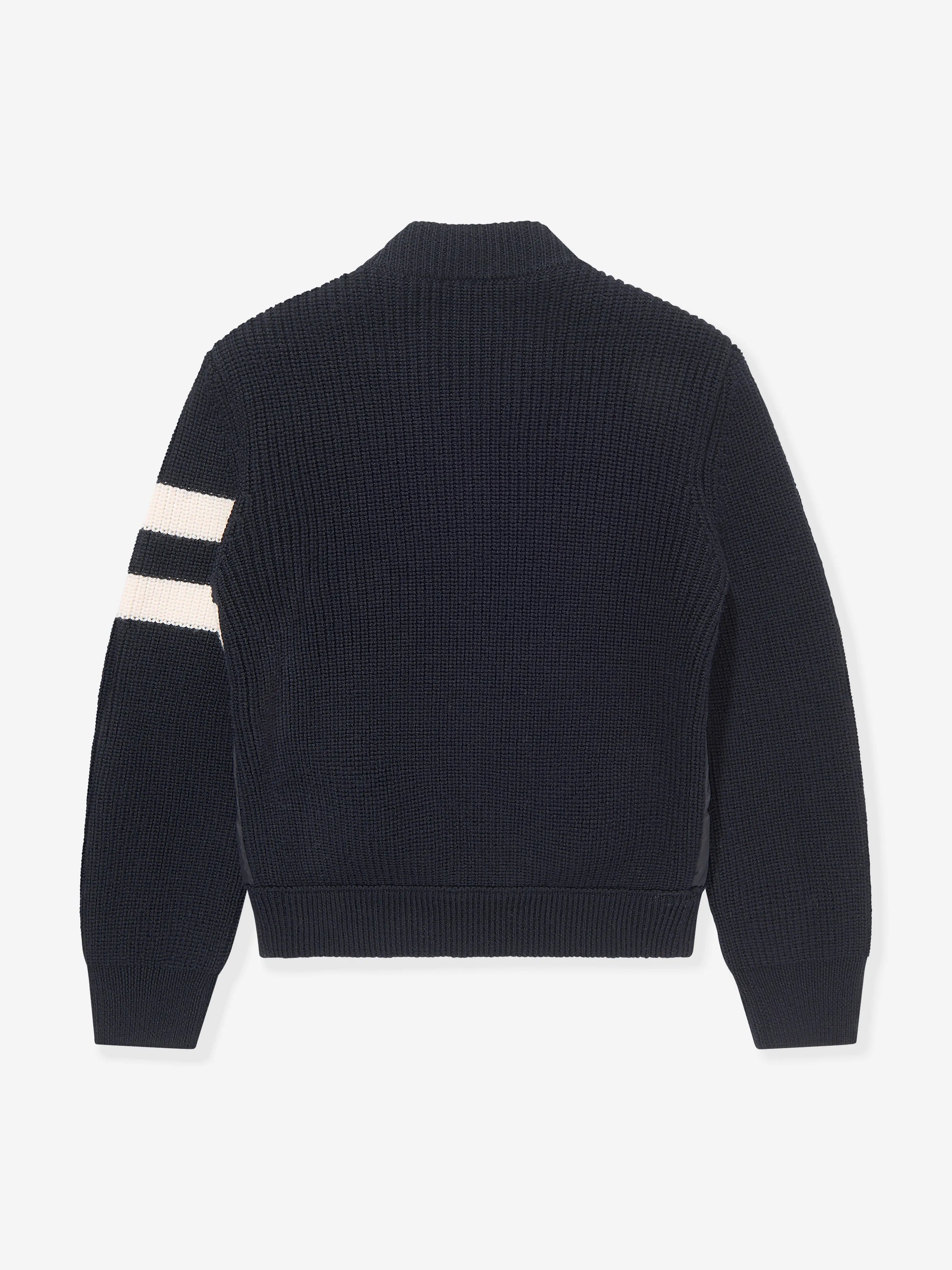 Moncler Enfant Boys Down And Wool Knitted Zip Up Top in Navy