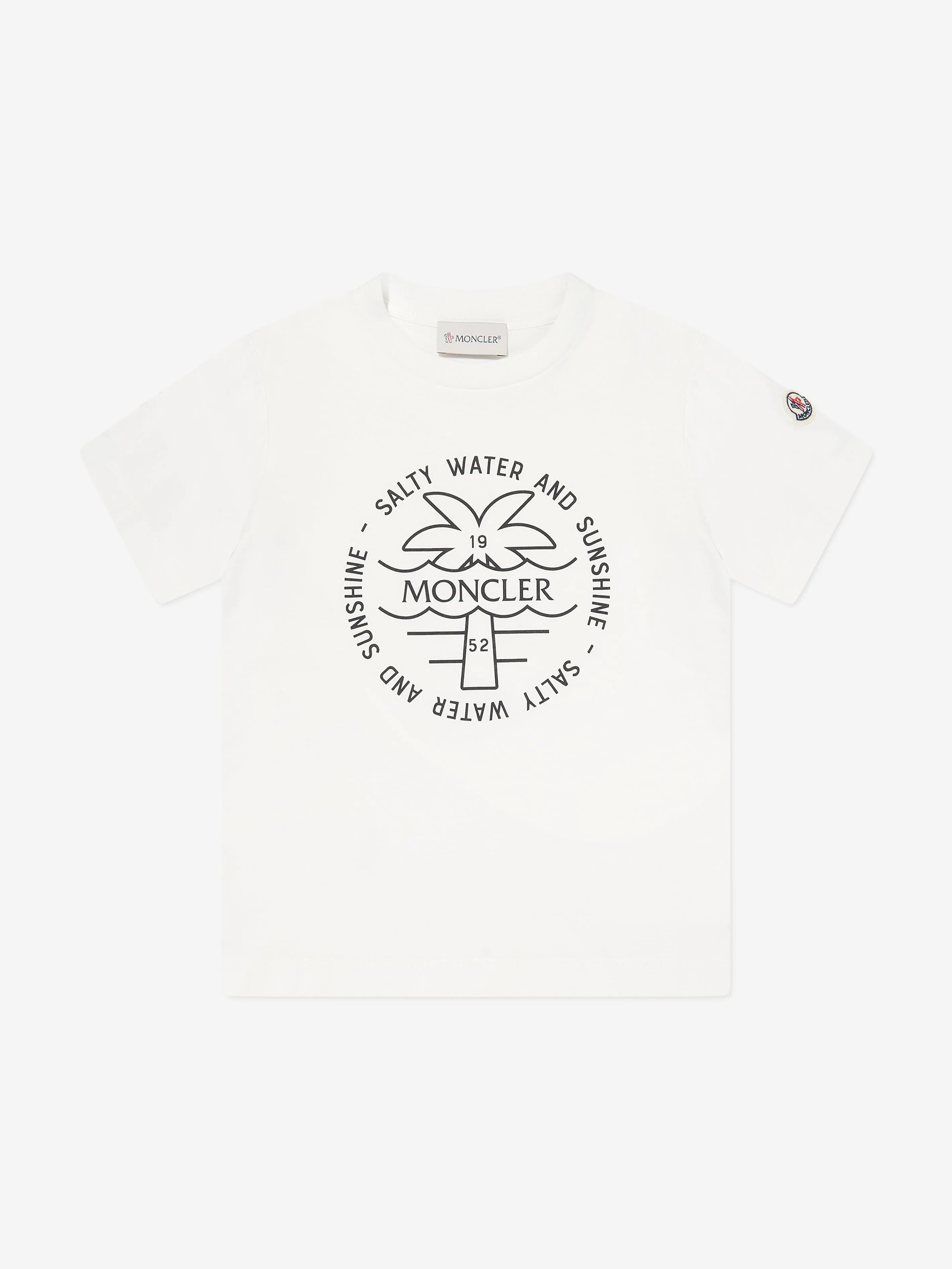 Moncler Enfant Boys Palm Tree Logo T-Shirt in White