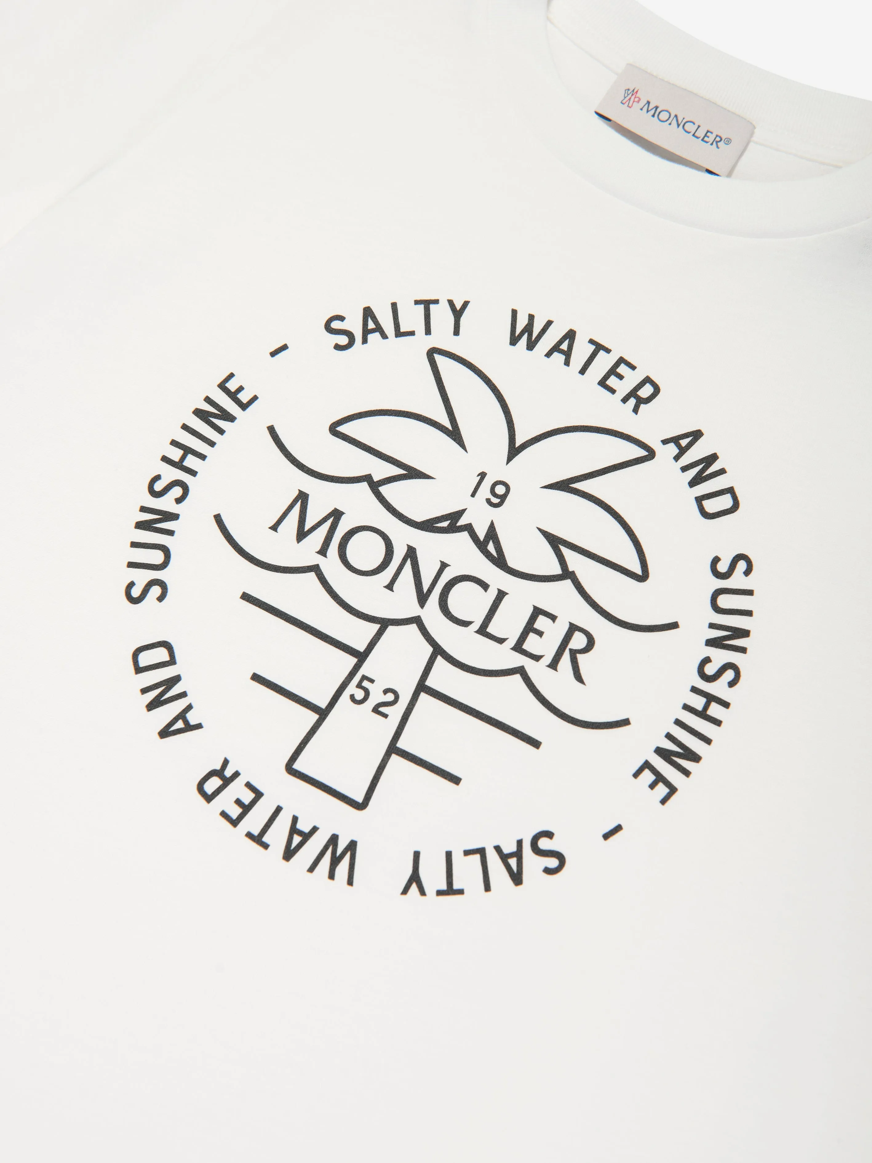 Moncler Enfant Boys Palm Tree Logo T-Shirt in White