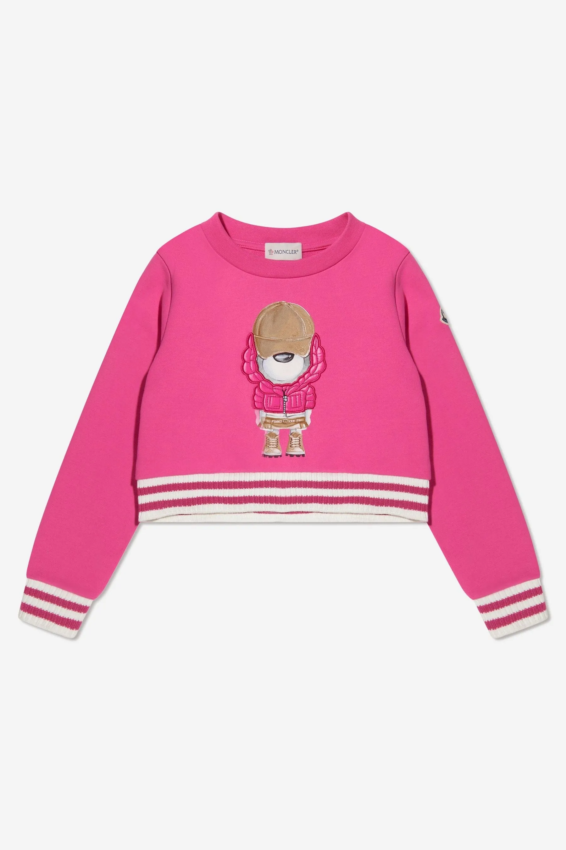 Moncler Enfant Girls Bear Print Sweatshirt in Pink