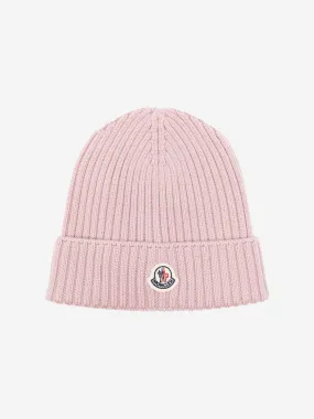 Moncler Enfant Girls Wool Beanie Hat in Pink