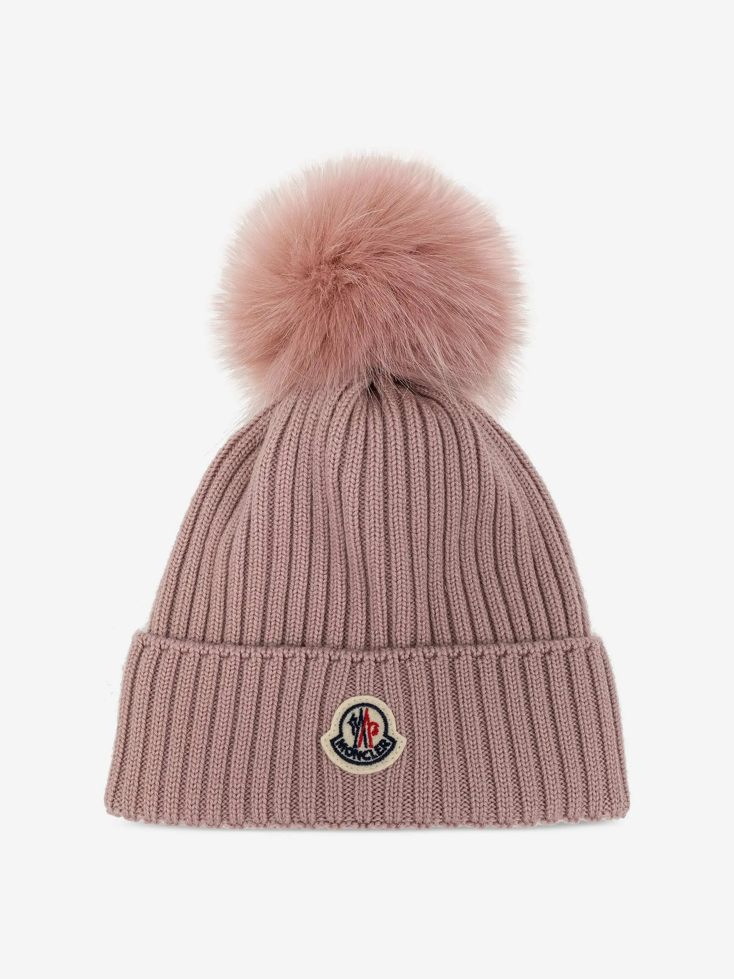 Moncler Enfant Girls Wool Pom Pom Hat in Pink