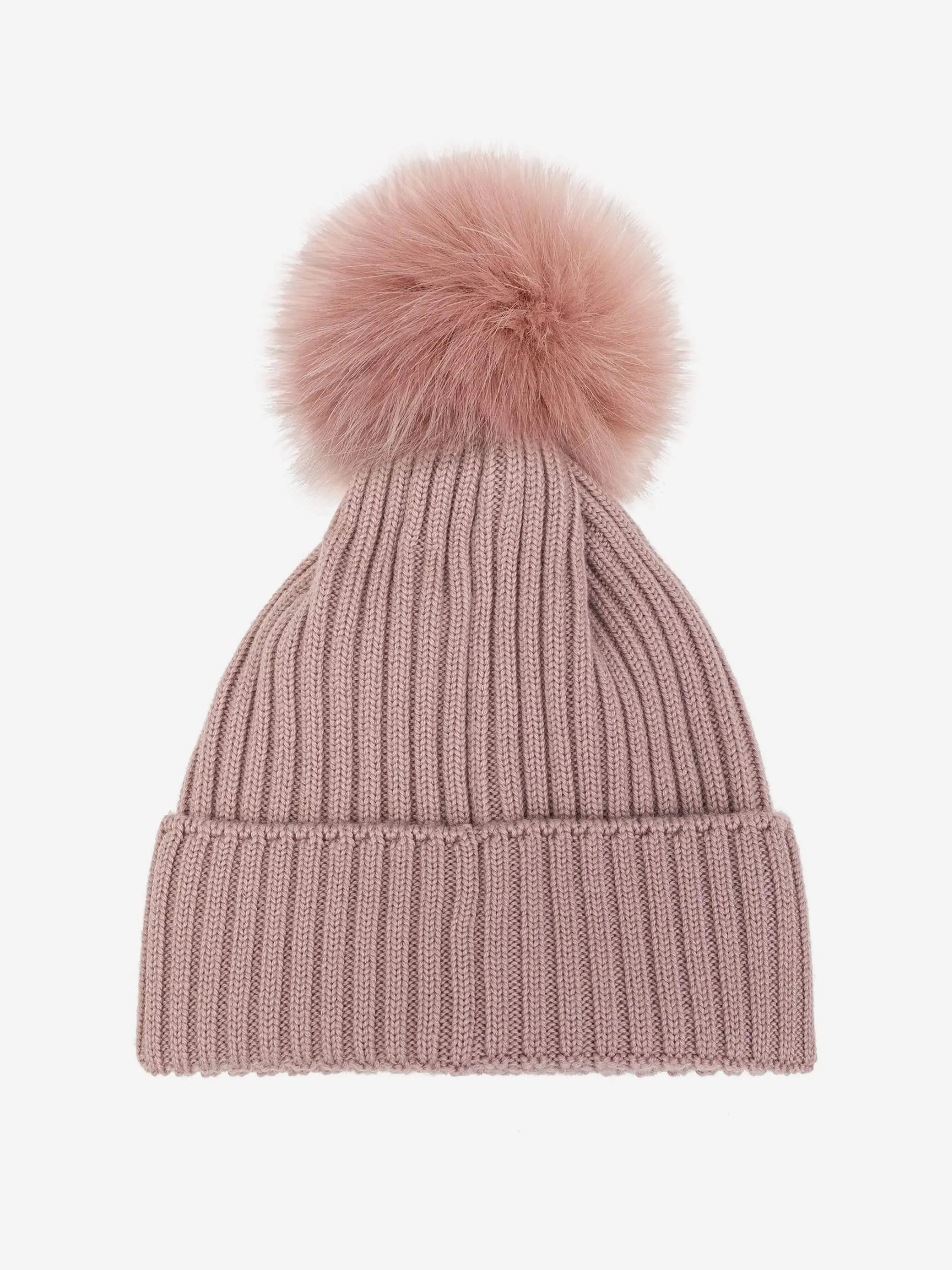 Moncler Enfant Girls Wool Pom Pom Hat in Pink