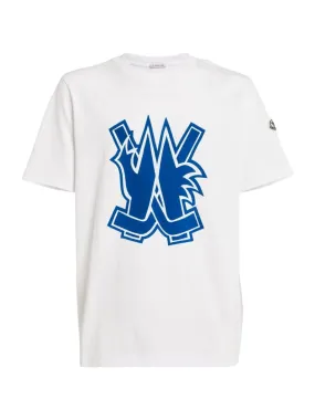 Moncler T-Shirt Logo Print White-Blue